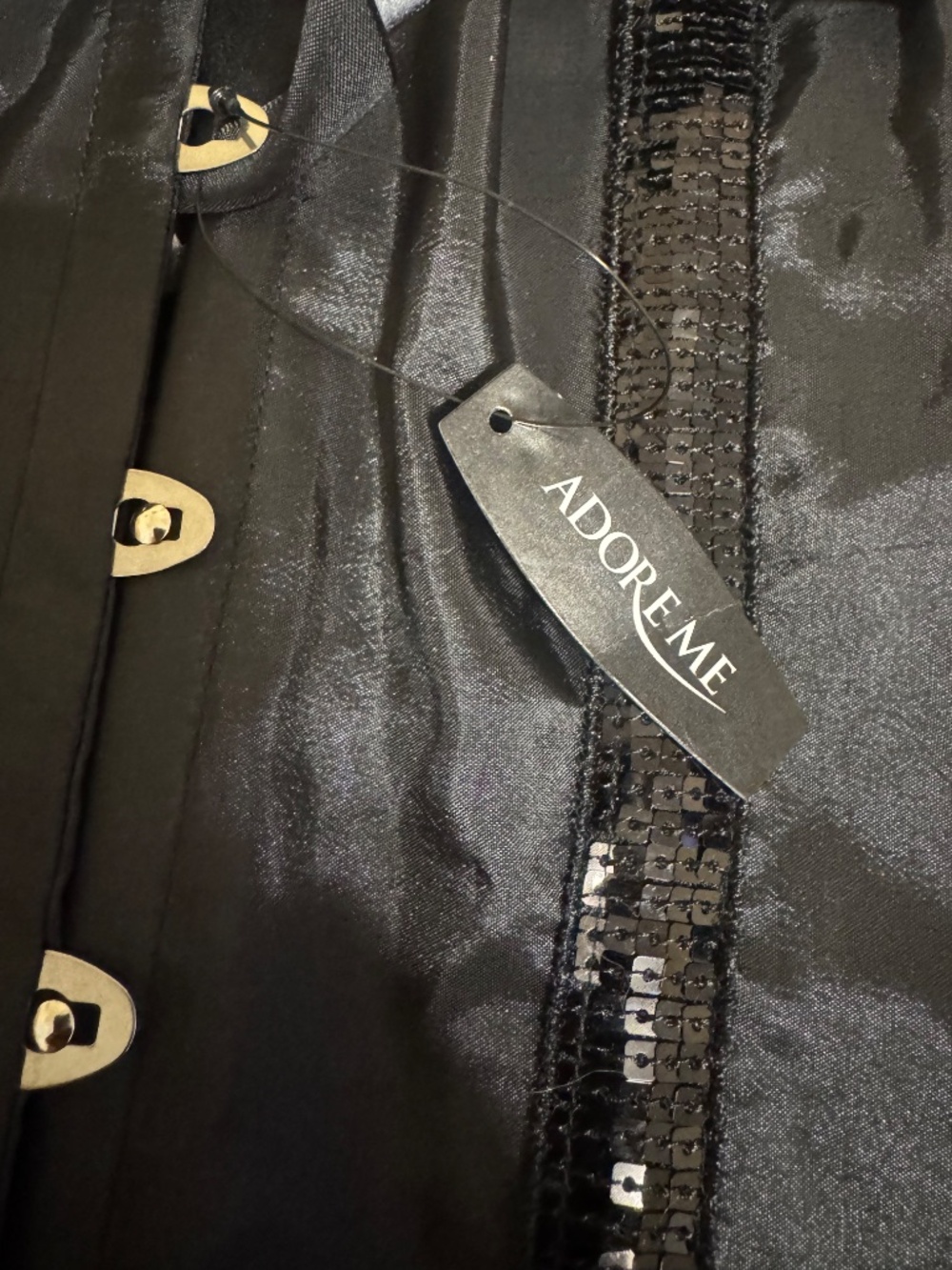 Adore Me Black Ribbon and Sequin detail Corset Xl NWT - Picture 3 of 4